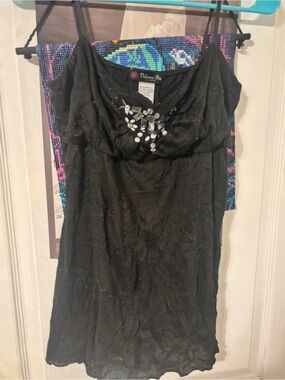 Embellished Black Spaghetti-Strap Camisole by Vivance One